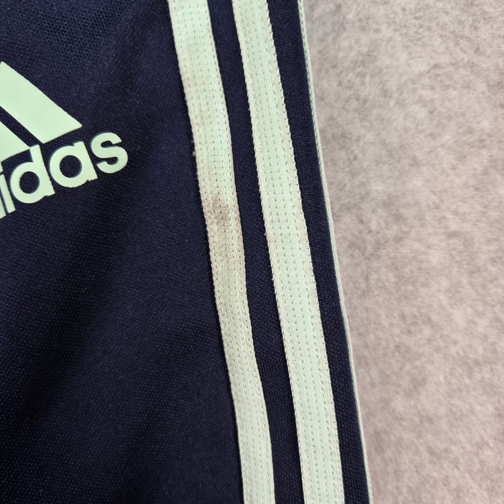 Adidas Track Pants Men Large Navy Blue Light Green Three Stripe Athletic Tapered - Picture 3 of 9